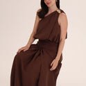CONJUNTO FALDA TOP BROCHE cafe