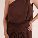 CONJUNTO FALDA TOP BROCHE cafe