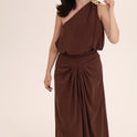 CONJUNTO FALDA TOP BROCHE cafe