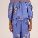 CONJUNTO FLOR PANTALON BLUSA azul-con-gris