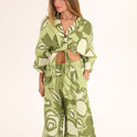 CONJUNTO HOJAS LINO verde