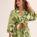 CONJUNTO HOJAS LINO verde