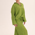 CONJUNTO LINO BLUSA PANTALON verde