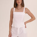 CONJUNTO TOP PANTALON LINO blanco