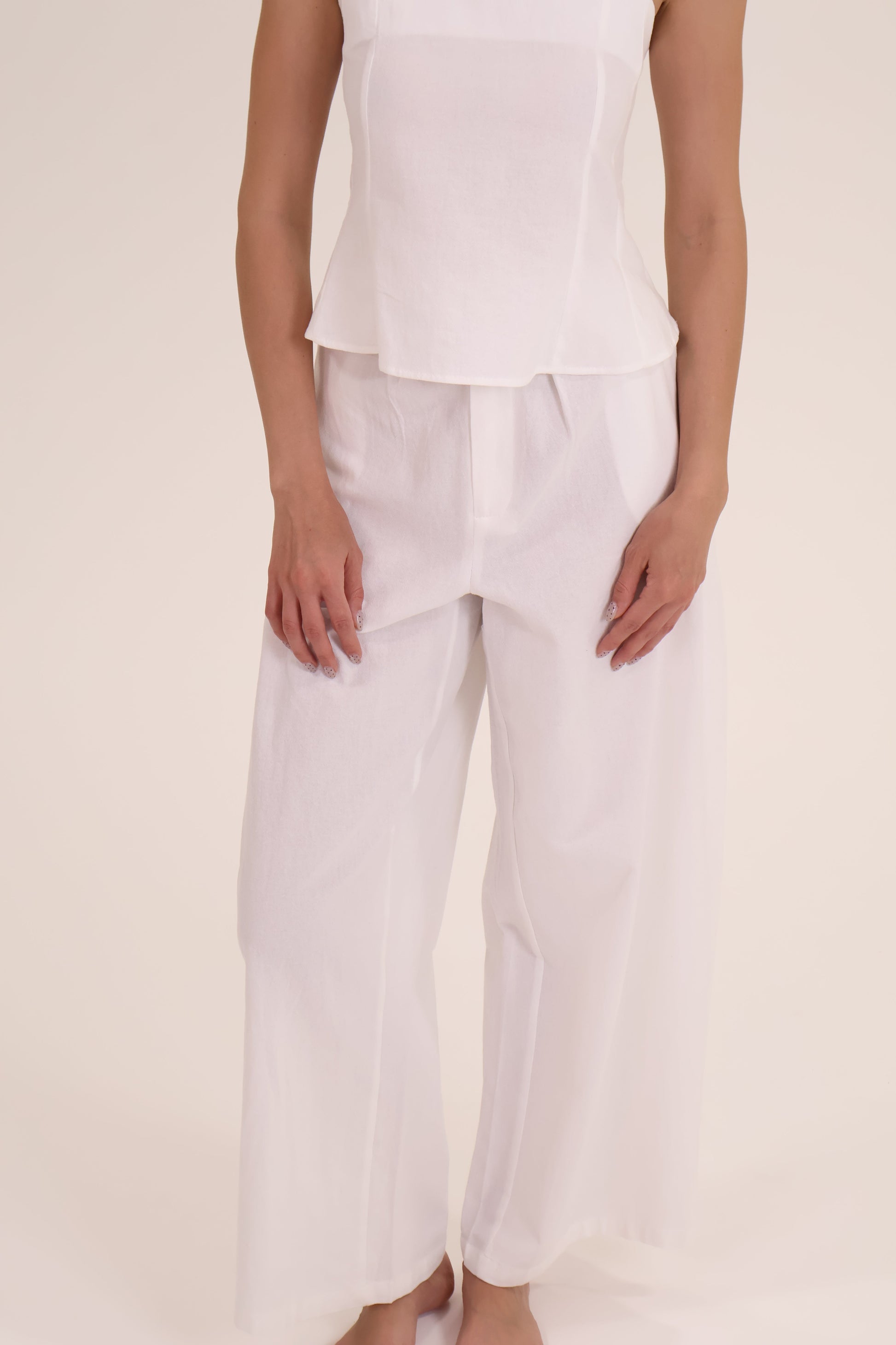 CONJUNTO TOP PANTALON LINO blanco