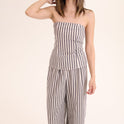 CONJUNTO TOP PANTALON RAYAS gris