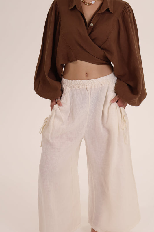 PANTALON BOLSILLOS crema