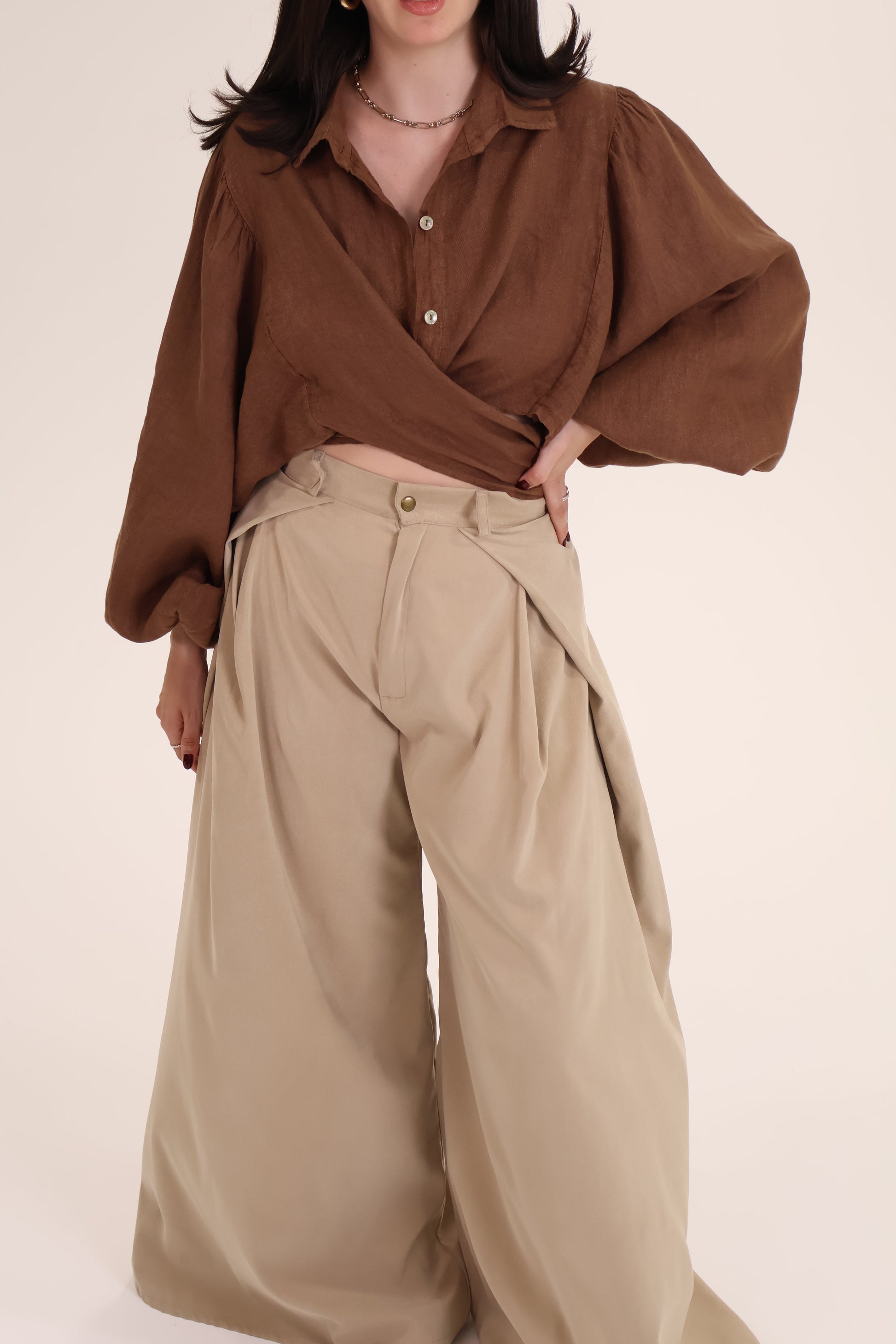 PANTALON CRUZADO SUEDE beige