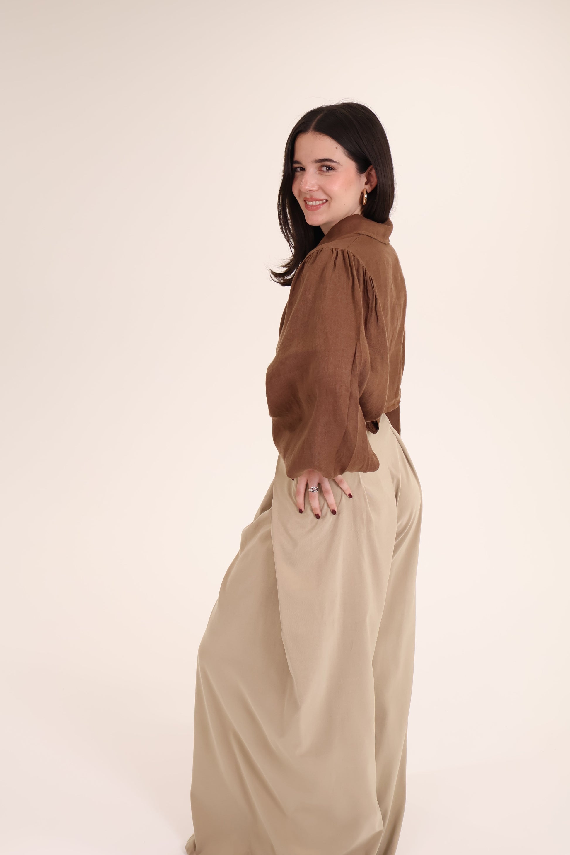 PANTALON CRUZADO SUEDE beige