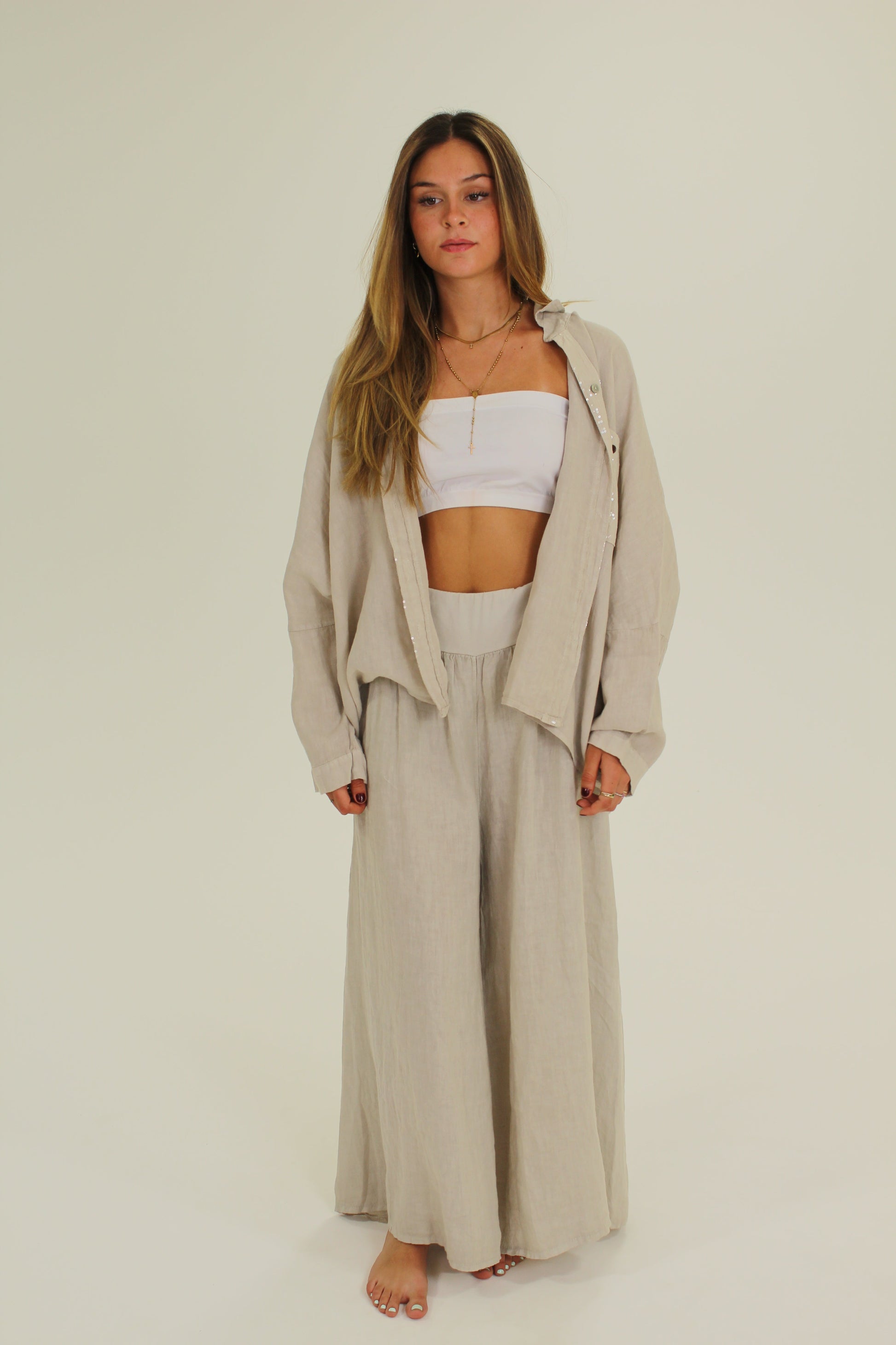 PANTALON RESORTE beige