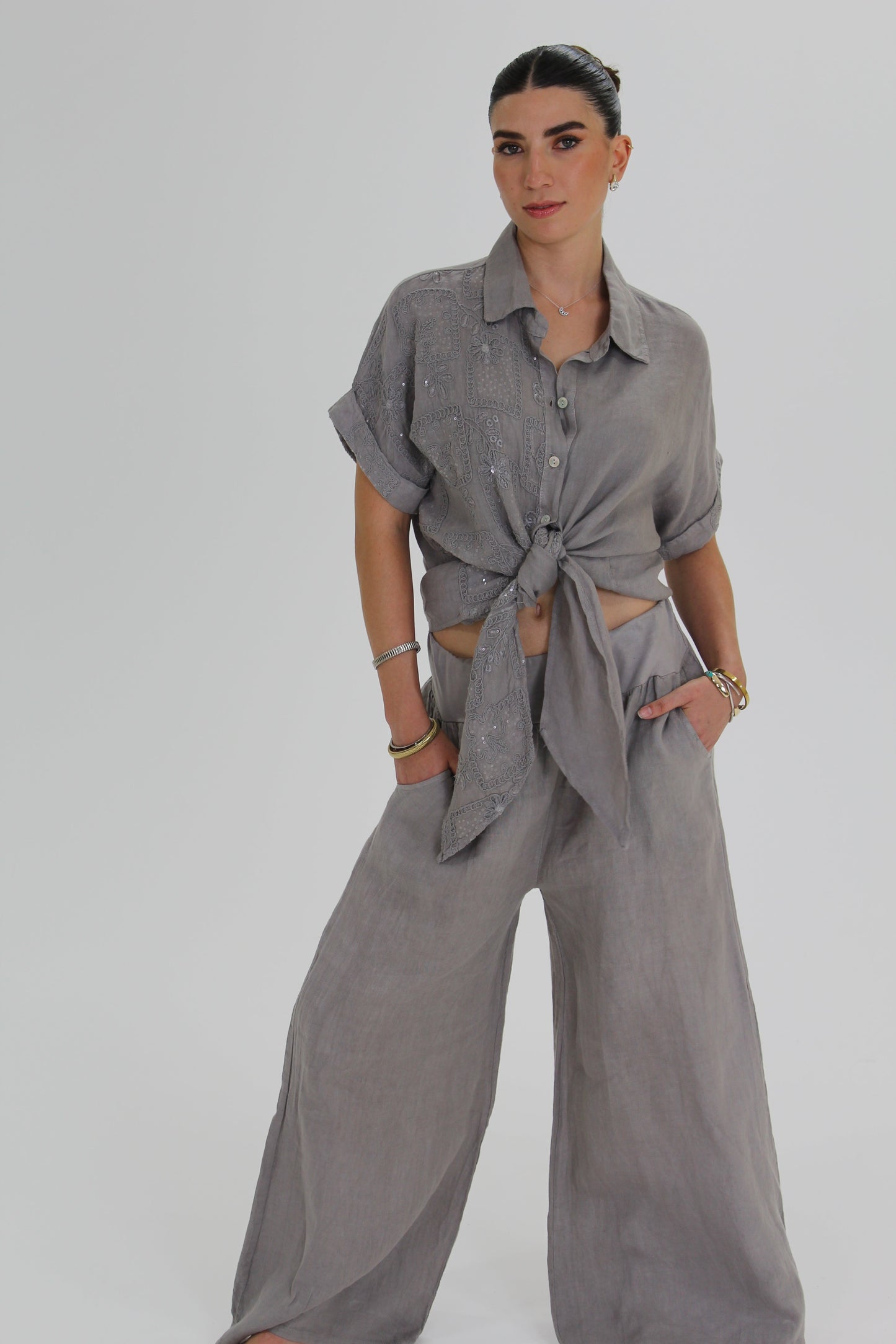 PANTALON RESORTE gris