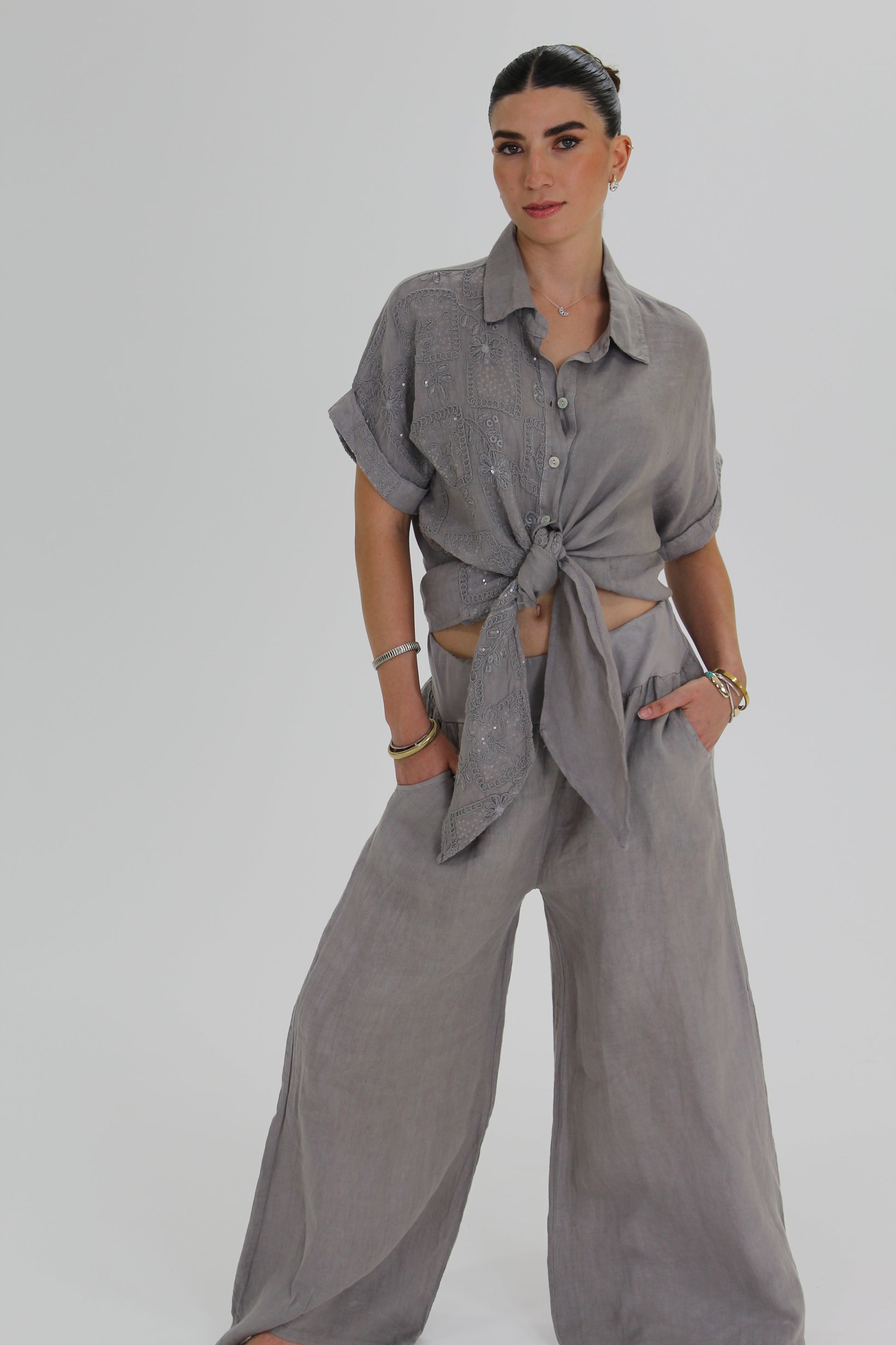 PANTALON RESORTE gris