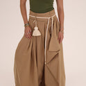 PANTALON TRENZA POMPON beige