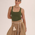 PANTALON TRENZA POMPON beige