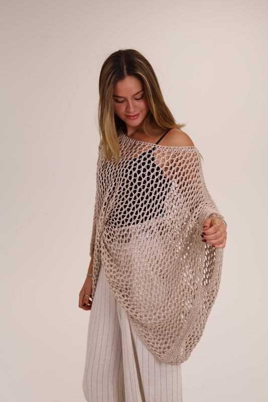 PONCHO LARGO PUNTO beige