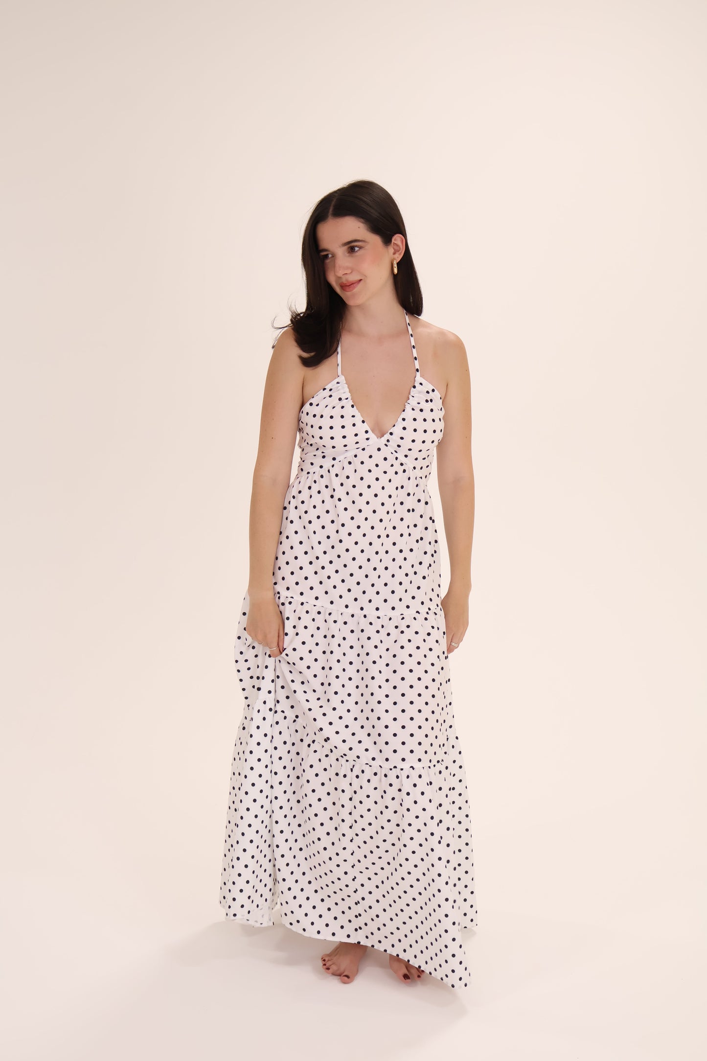 VESTIDO BOLAS blanco-con-negro