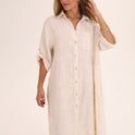 VESTIDO BORDADO LENTEJUELA crema