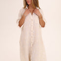VESTIDO BORDADO LENTEJUELA crema