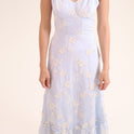 VESTIDO BORDADO FLOR azul