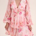 VESTIDO CORTO FLORES rosa