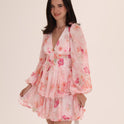 VESTIDO CORTO FLORES rosa