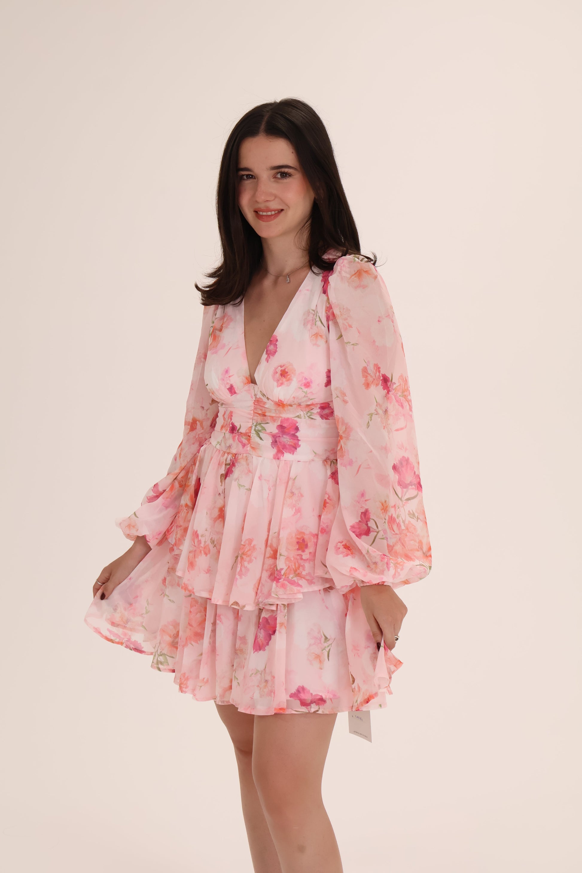 VESTIDO CORTO FLORES rosa