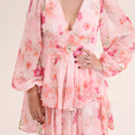 VESTIDO CORTO FLORES rosa